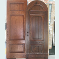 Solid Single Mahogany Wood Interior Wine Cellar Door with Arch Top and Insulated Glass